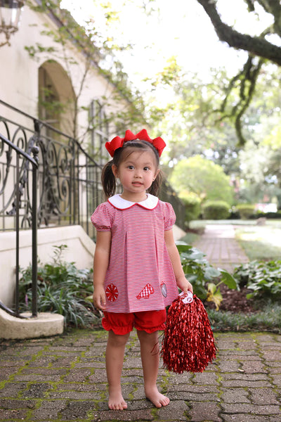 Game Day Pleated Bloomer Set | Red & White Stripe