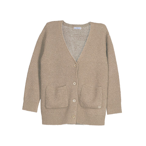Oatmeal Button-Up Knit Cardigan