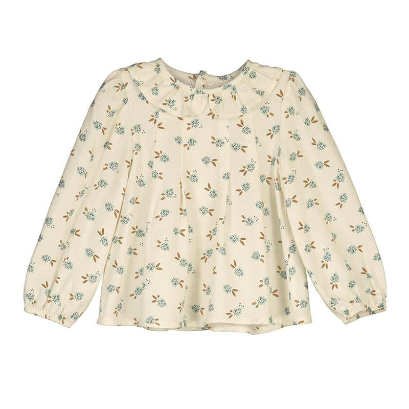 Floral Ruffle Collar Blouse | Nude/Jade