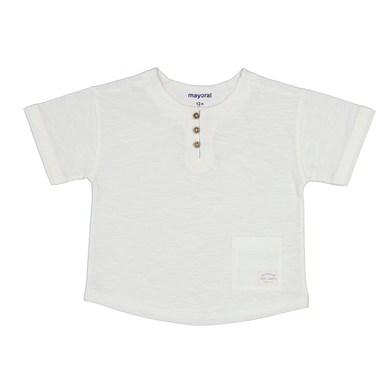 Henley Combined Linen Shirt | White