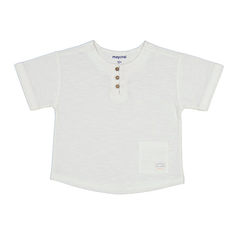 Henley Combined Linen Shirt | White
