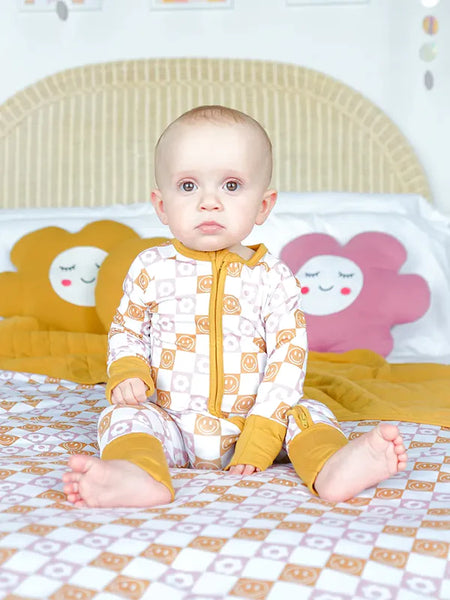 Happy Daze Pink Bamboo Baby Convertible Footie Pajama