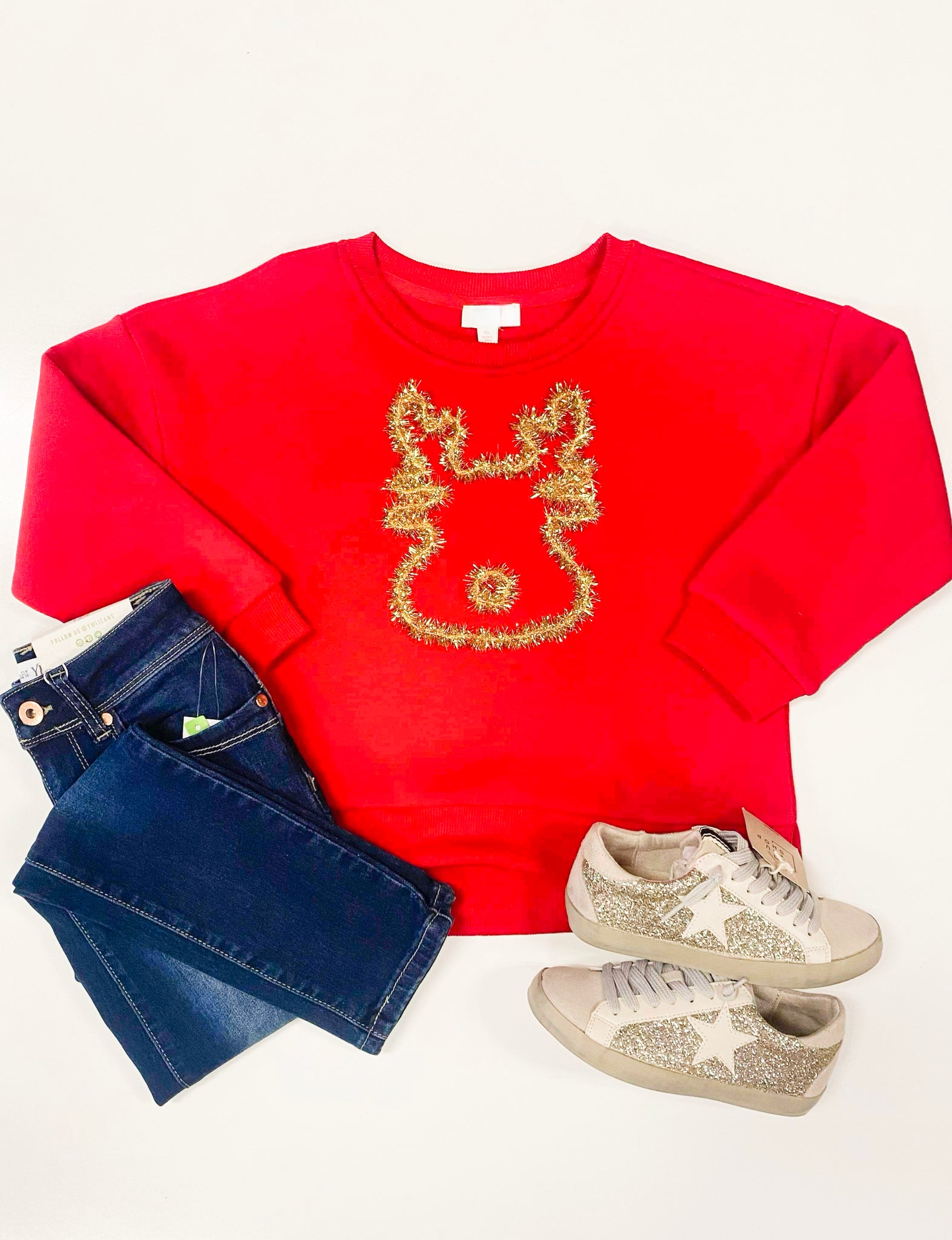 Reindeer Tinsel Oversized Sweatshirt