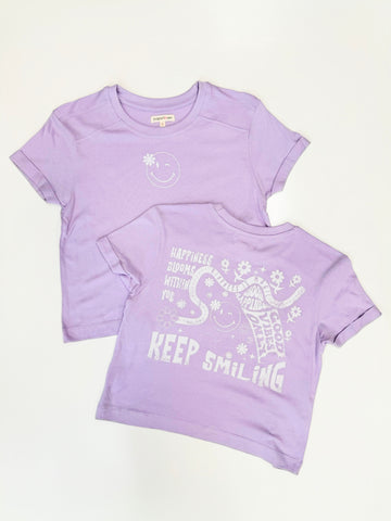 Keep Smiling Graphic Tee | Lavender Frost