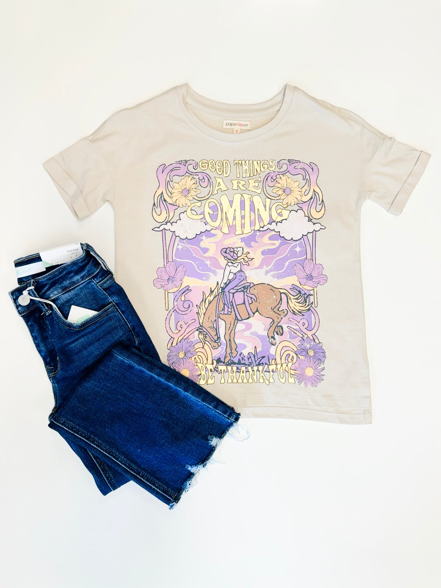 Good Things are Coming Cowgirl Graphic Tee | Moon Beam