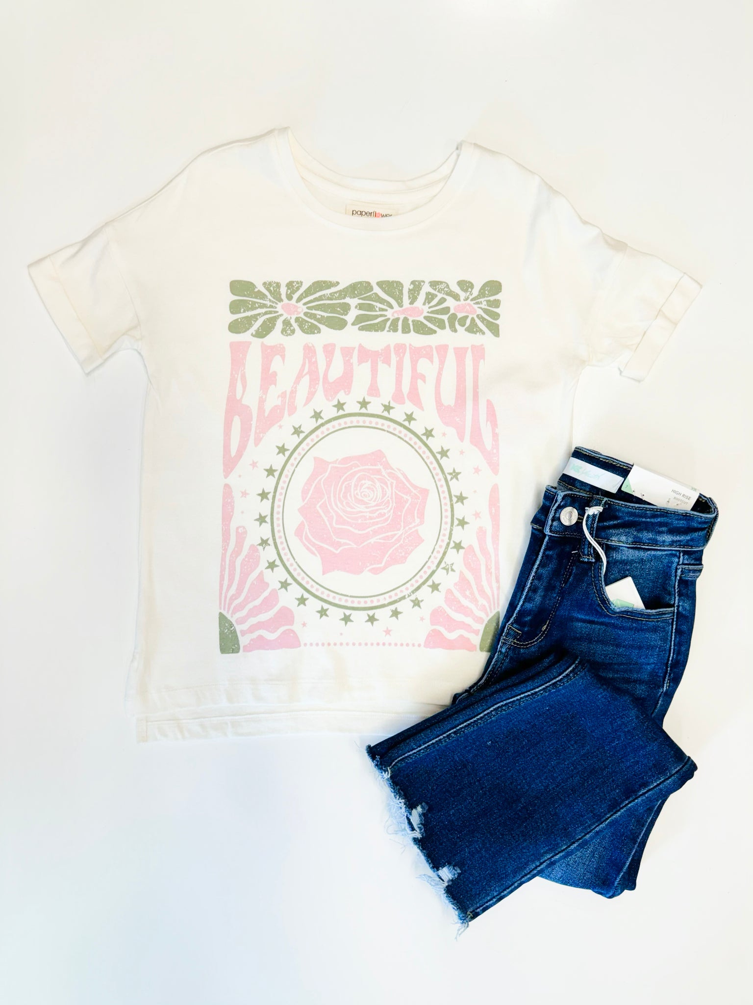 Beautiful Rose Floral Graphic Tee | Gardenia