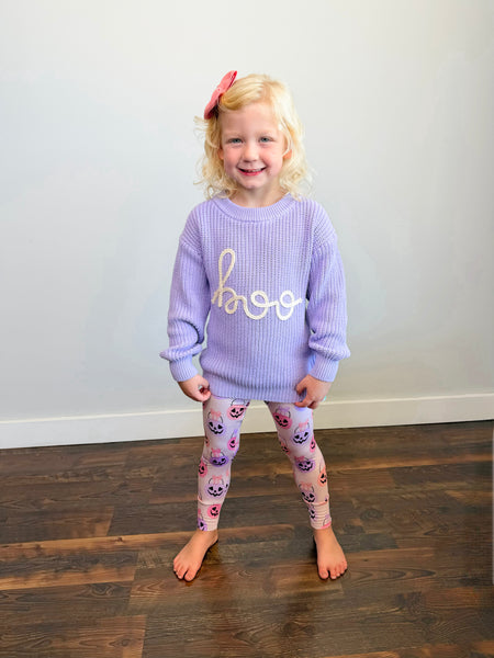 Boo Purple Solid Knit Sweater