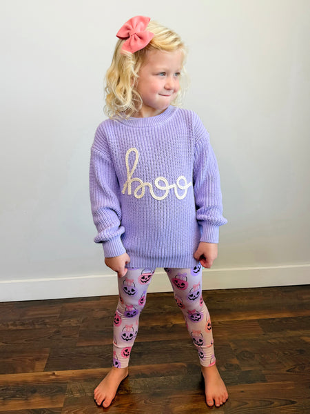 Boo Purple Solid Knit Sweater