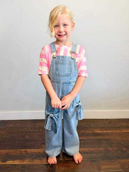 Wide Leg Bow Denim Overalls