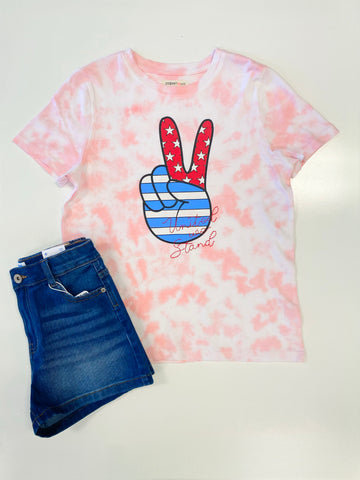 United We Stand Embroidery Tie Dye Graphic Tee