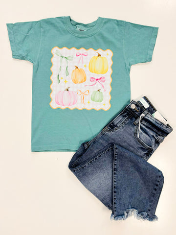 Gingham Pumpkin Bows Tee