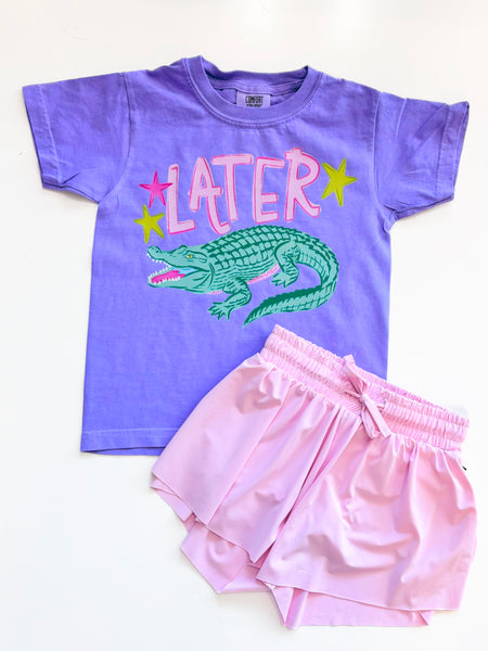 Later Gator Graphic Tween Tee | Violet