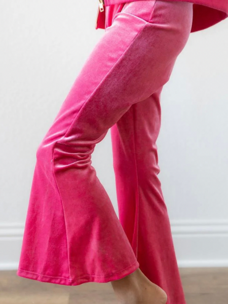 Velvet Ribbed Bell Pants | Magenta