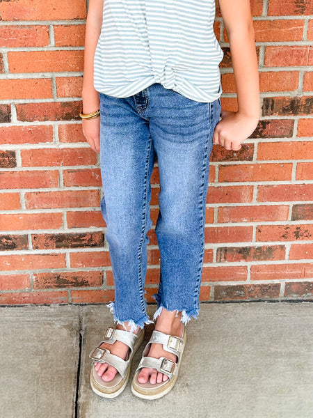 High Rise Slim Straight Denim Jeans | Dark Wash