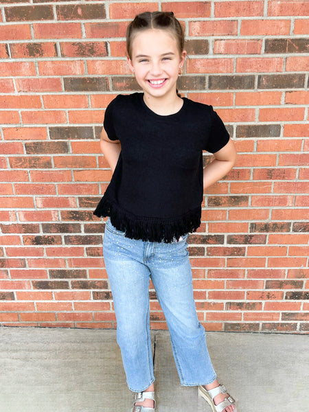 Izzy Rhinestone Straight Leg Jeans | Light Medium Wash