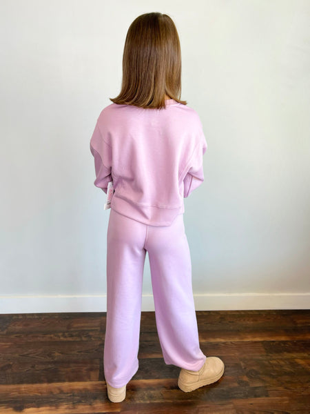 Scuba Side Slit Pullover and Pant Set | Fair Orchid