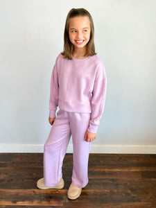 Scuba Side Slit Pullover and Pant Set | Fair Orchid