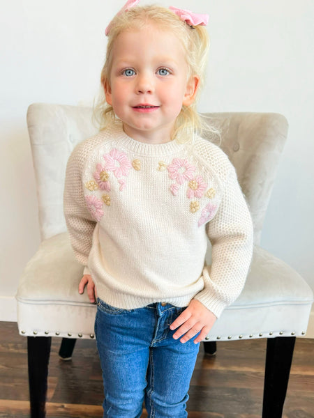 Embroidered Flowers Knit Sweater | GInger