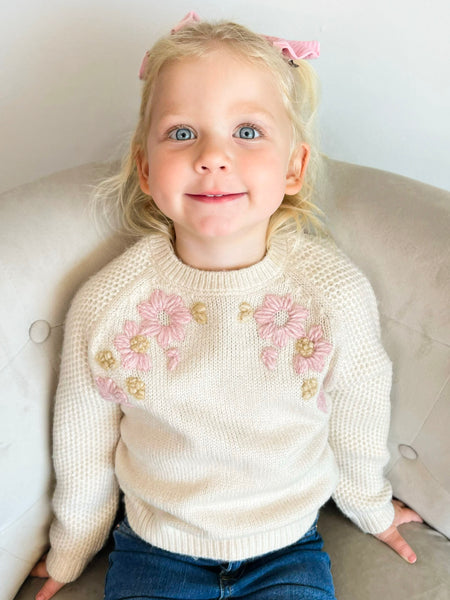 Embroidered Flowers Knit Sweater | GInger