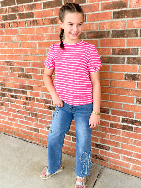 Wide Leg Bow Patchwork Jeans | Dark Wash