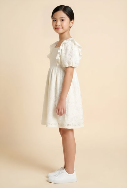 Floral Lace Ruffled Detail Dress