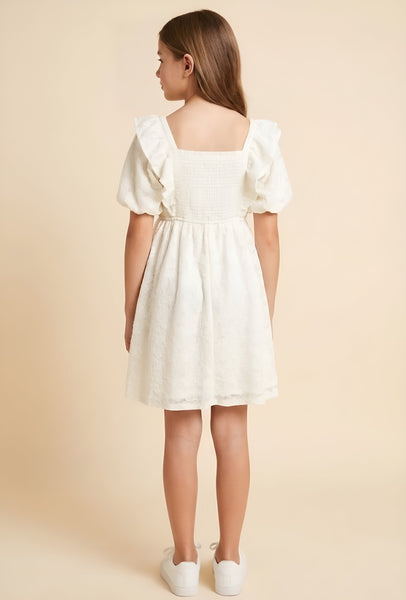 Floral Lace Ruffled Detail Dress