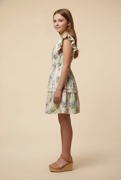 Floral Ruffle Sleeve Dress