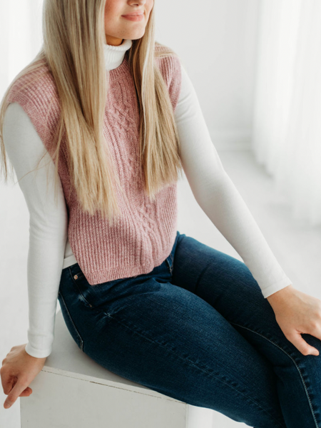 Knit Sweater Vest | Pink