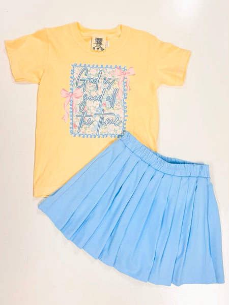 Pleated Scuba Tennis Skirt | Light Blue