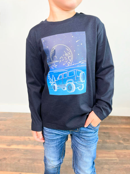 Jeep L/S Glow in the Dark Graphic Tee | Navy