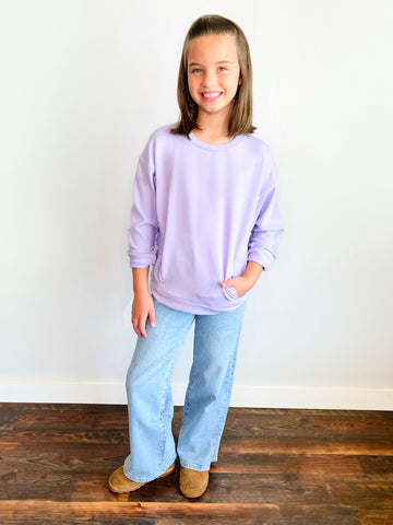 Soft Scuba Zuri Crew Neck Sweatshirt | Lavender