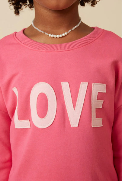 LOVE Patched French Terry Sweatshirt | Pink