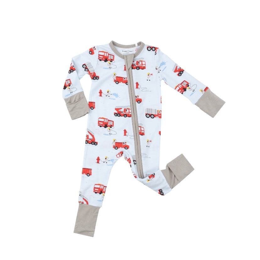 2-Way Zipper Romper | Firetruck Dalmatians