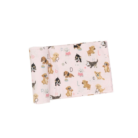 Swaddle Blanket | Pink Puppy Alphabet