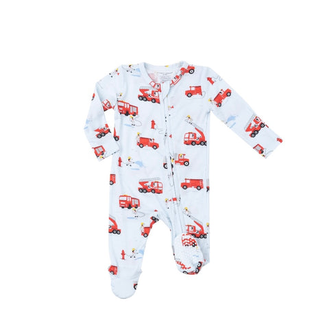 Newborn 2-Way Zipper Footie | Firetruck Dalmatians