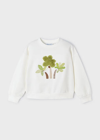 Palm Tree Embroidered Pullover| Off White