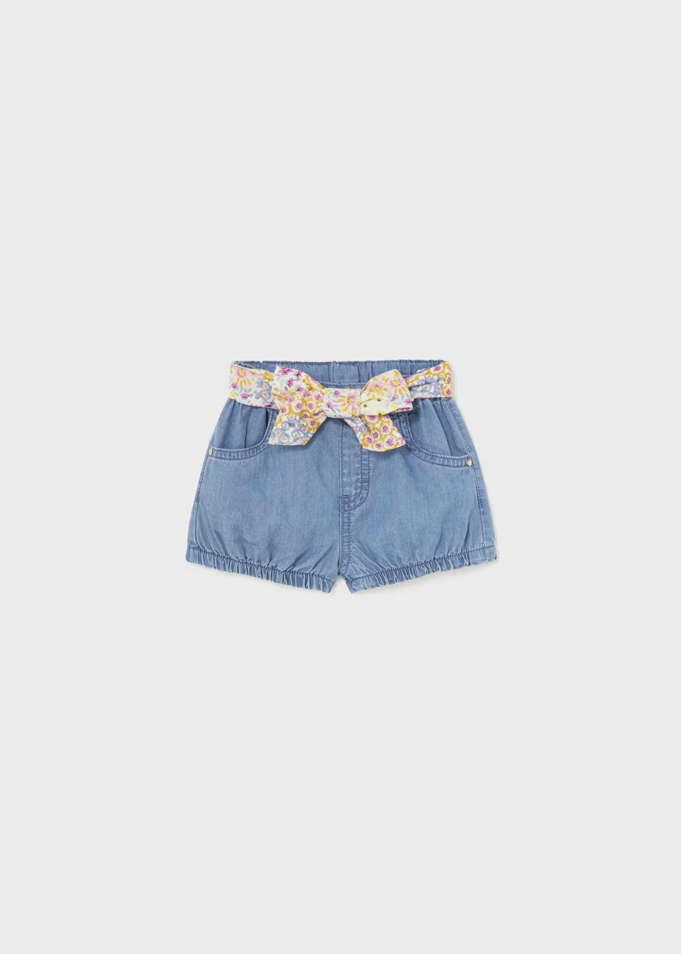 Denim Shorts with Floral Belt