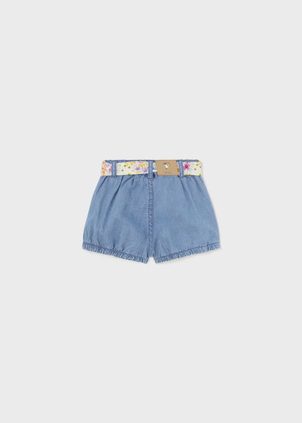 Denim Shorts with Floral Belt