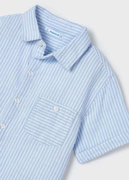 Striped Button-Down Shirt | Powder Blue