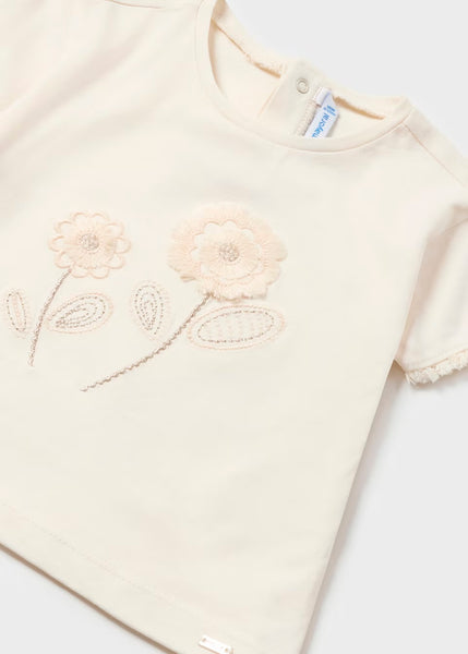 Flower Embroidered Tee | Chickpea