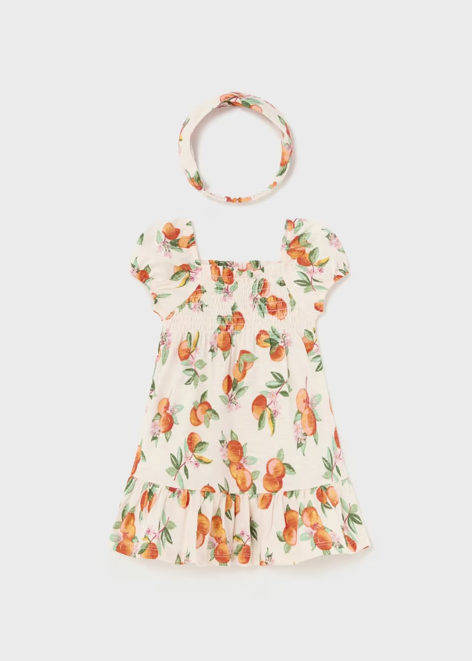 Smocked Printed Dress | Tangerine