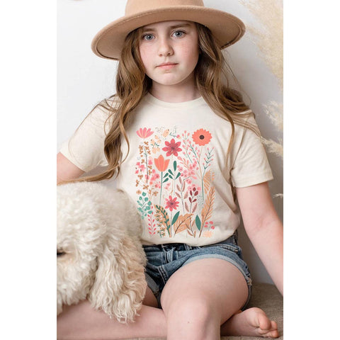 Pastel Wildflower Floral Graphic Tee | Cream