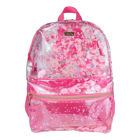 Pink Party Confetti Clear Backpack Large