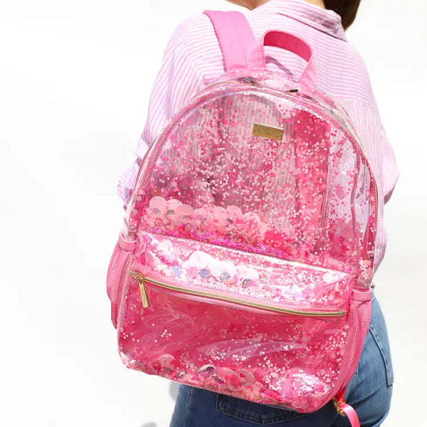 Pink Party Confetti Clear Backpack Large