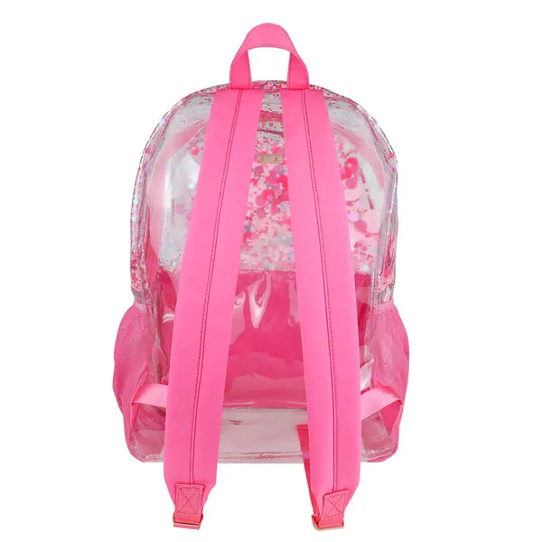 Pink Party Confetti Clear Backpack Large
