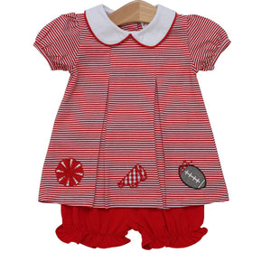 Game Day Pleated Bloomer Set | Red & White Stripe