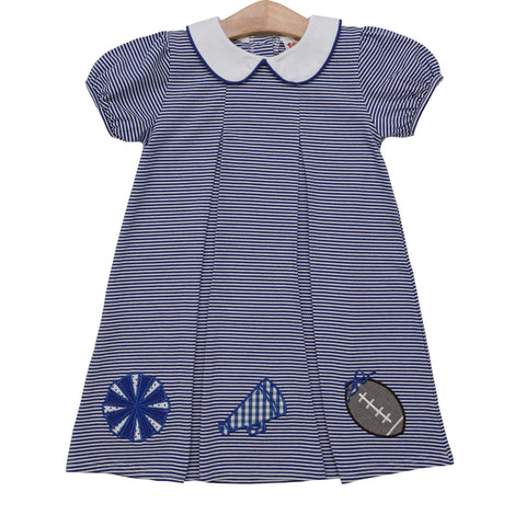 Game Day Pleat Dress | Royal Blue & White Stripe