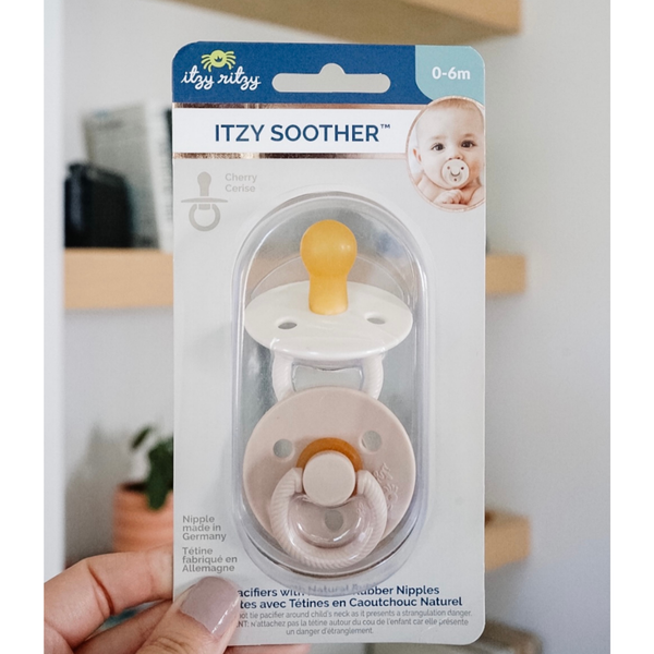 *NEW SIZE* Itzy Soother™ Natural Rubber Paci Sets: Coconut + Toast 6-18 M