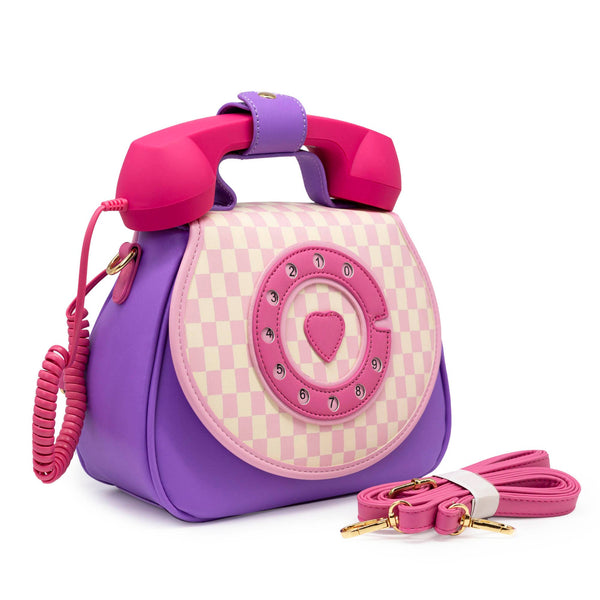 Ring Ring Phone Convertible Handbag | Pastel Checkerboard