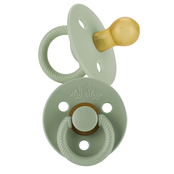 Itzy Soother™ Natural Rubber Paci Sets | Glow Juniper & Stl 0-6 M